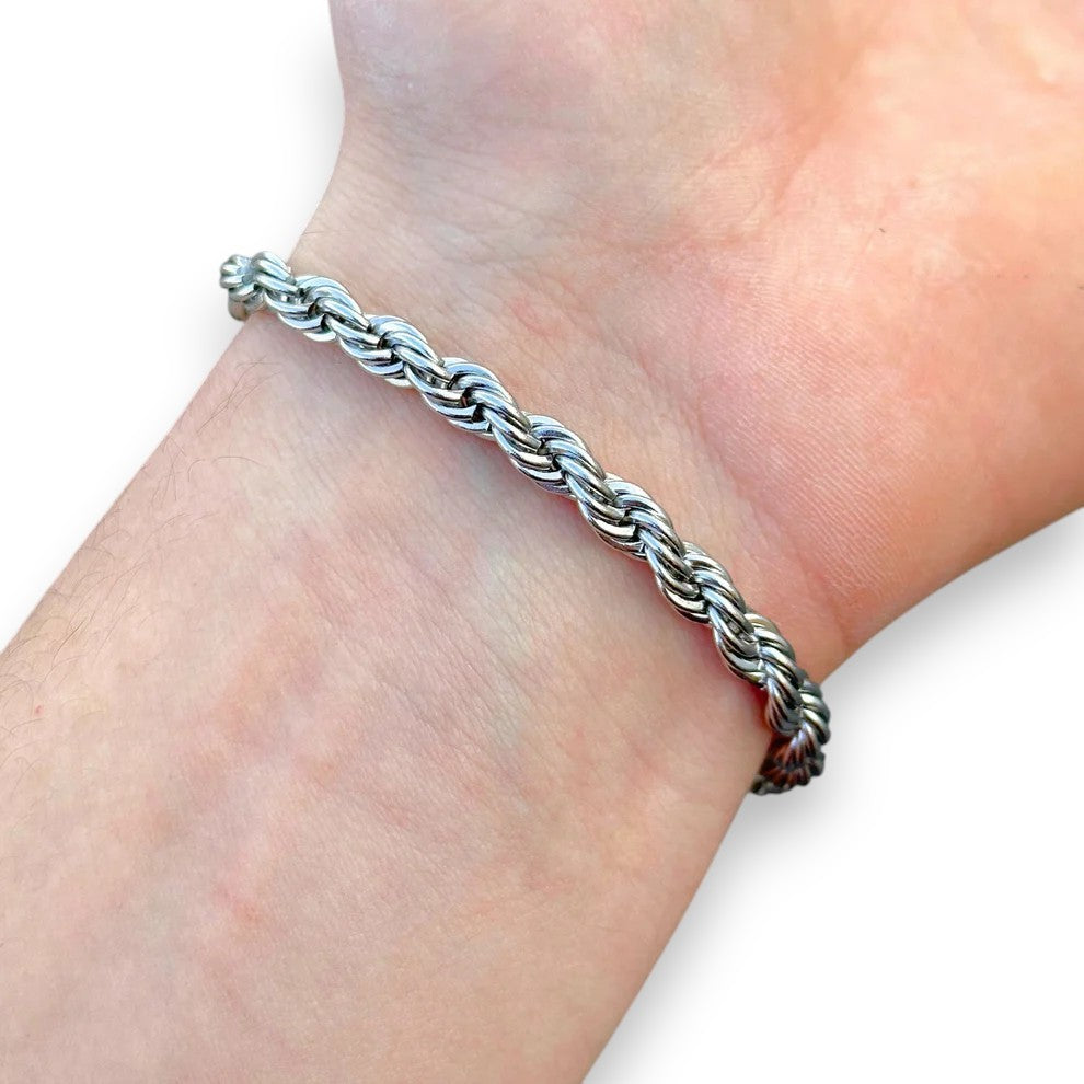 Bransoletka Rope Białe Złoto - 6mm