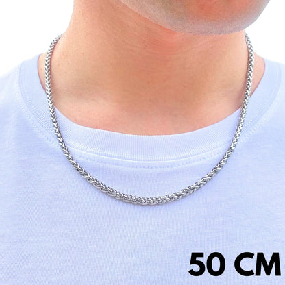 Łańcuch Pszenny Białe Złoto - 4mm