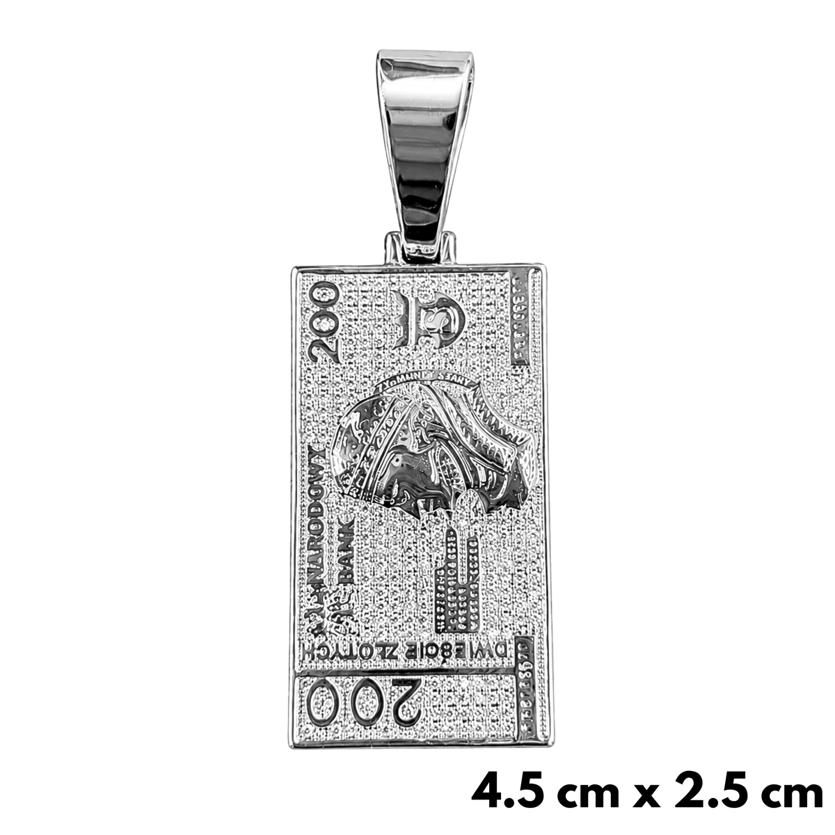 Zawieszka Banknot 200zł Białe Złoto