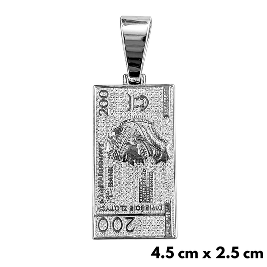 Zawieszka Banknot 200zł Białe Złoto
